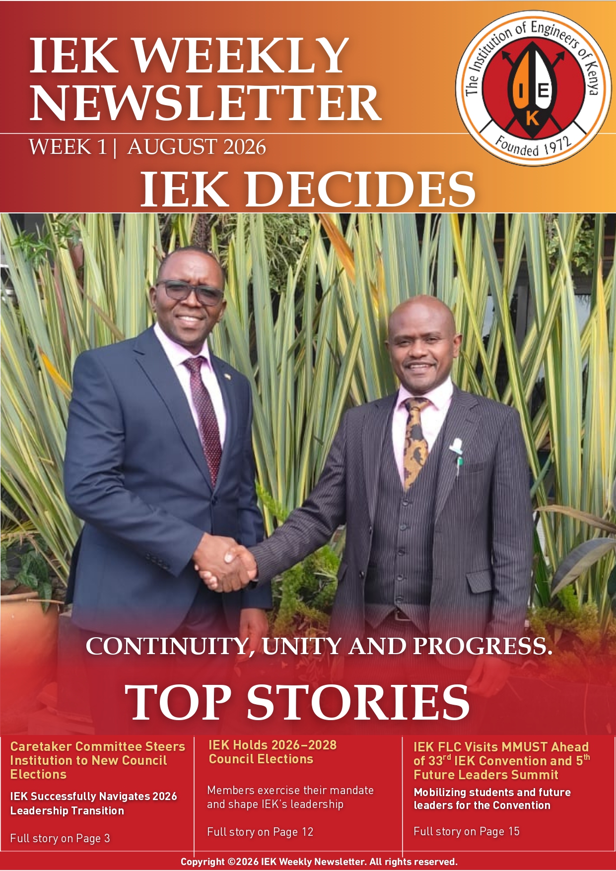 IEK WEEKLY NEWLETTER WEEK 1 AUGUST 2026