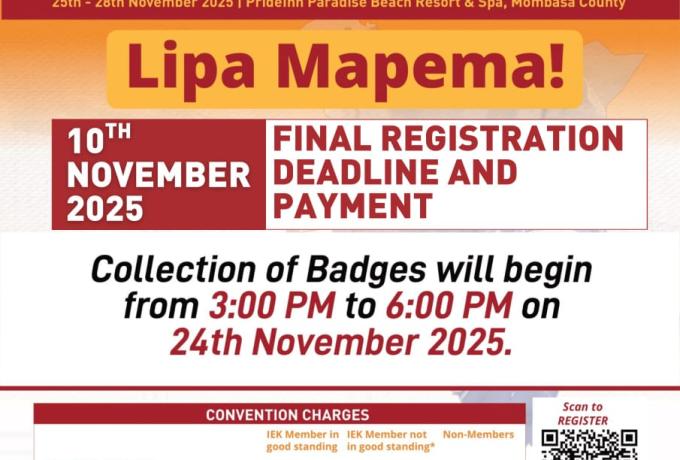 32nd IEK International Convention registration/payment closes 10 Nov 2025.